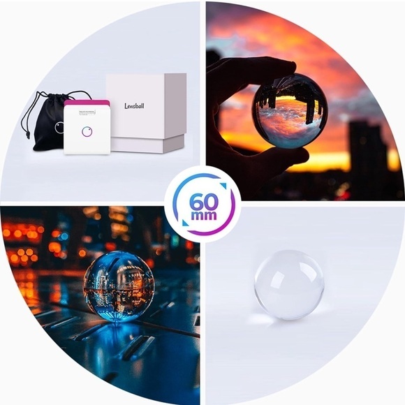 Lensball Pocket60mm,K9 Clear Crystal Ball photo Sphere + Microfi… - Picture 3 of 6